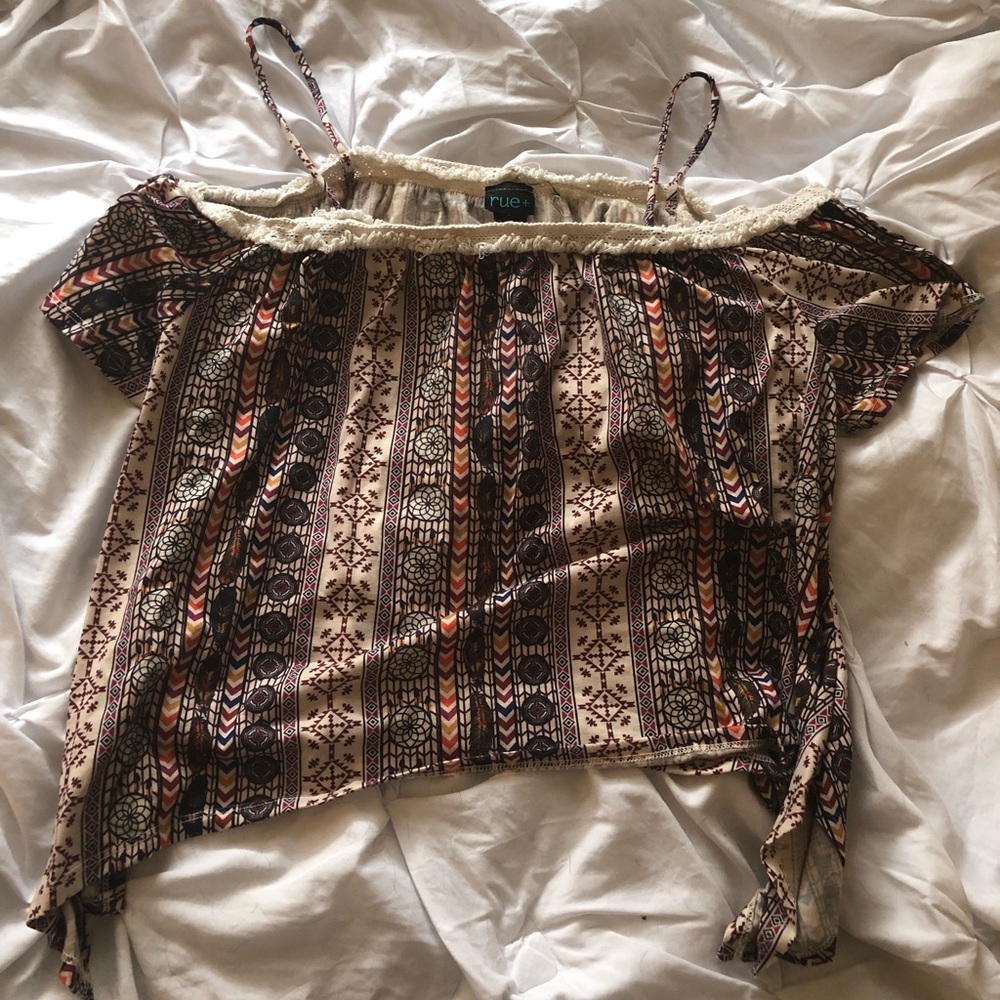 Patterned off the shoulder top